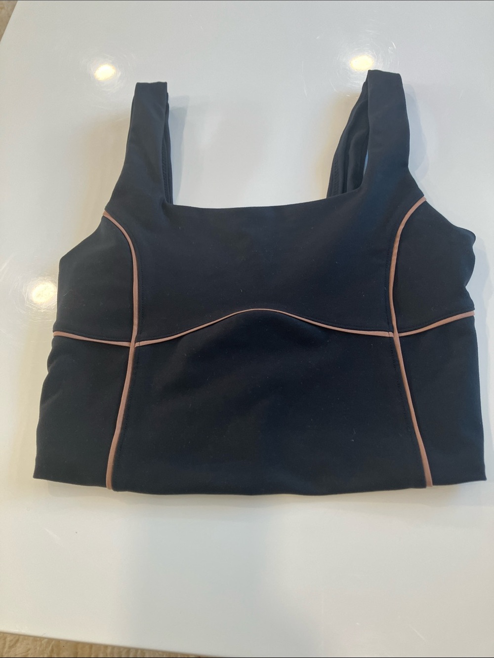 Women’s Black Sports Bra with Contrast Piping